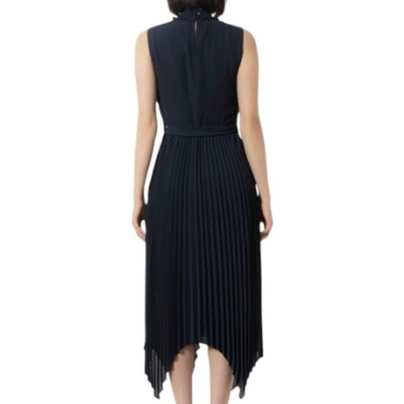 Nannette Nanette Lepore sleeveless pleated midi dress navy blue women's size 8 - Picture 2 of 11